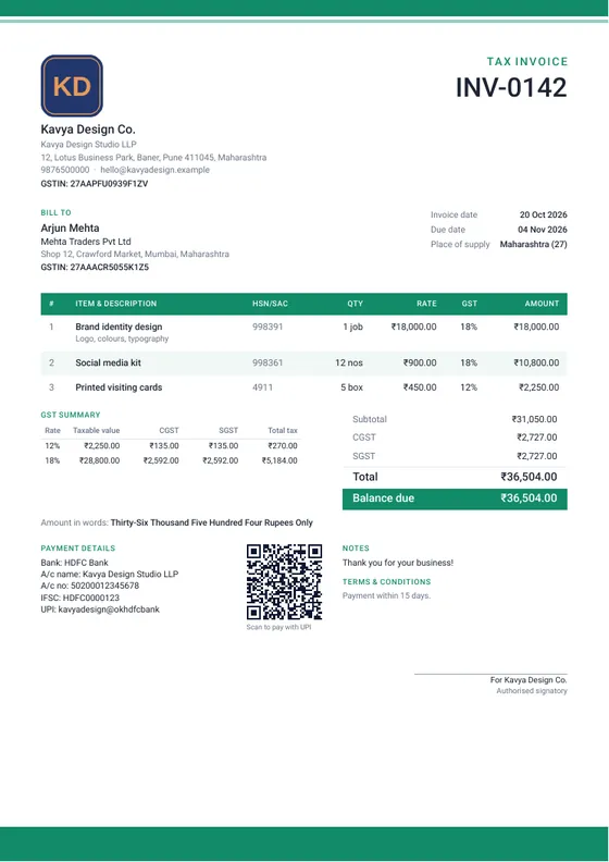 Stripe invoice design