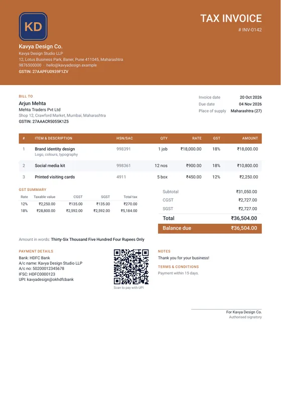 Bold invoice design