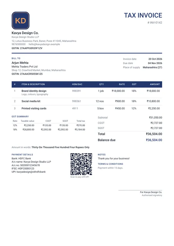 Classic invoice design